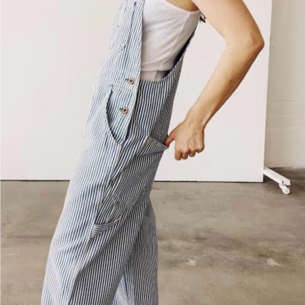 Hey Gang Miner Overalls Pinstripe Size 0
